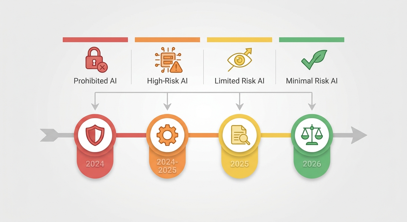 AI-generated illustration of EU AI Act 2026 key updates and regulatory timeline for businesses